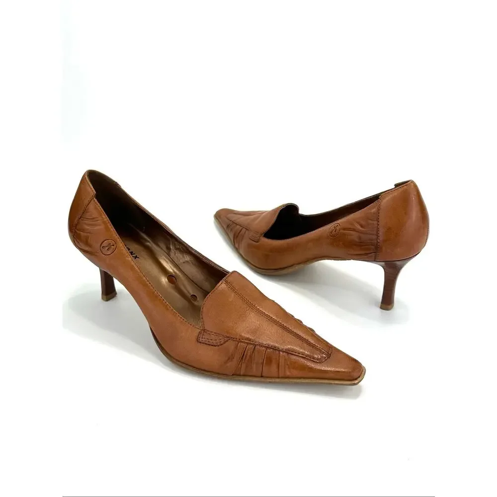 Bronx Pump/Heel/Loafer Size 8/38 Brown Leather Pointy Toe Business Office Classy